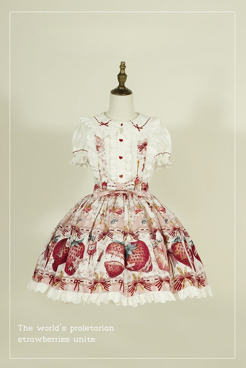 Sweet Strawberry Lolita Dress - Original Print JSK with Adjustable Straps