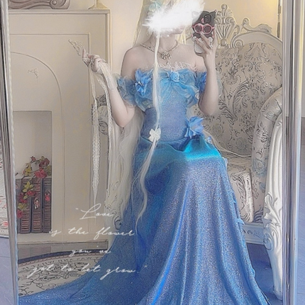 Legend of the Blue Sea Teal Blue Green Princess Sexy Bodycon Mermaid Dress Gown