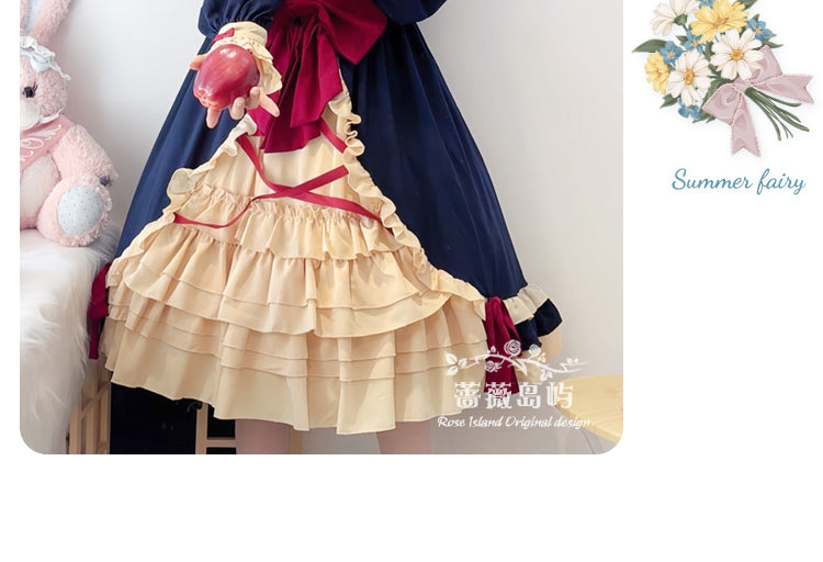 Sweet Lolita Princess Dress OP - Vintage Inspired Long Sleeve Layered Ruffle Dress