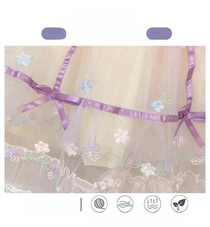 Charming Pastel Pink Lolita Dress with Purple Accents for Girls