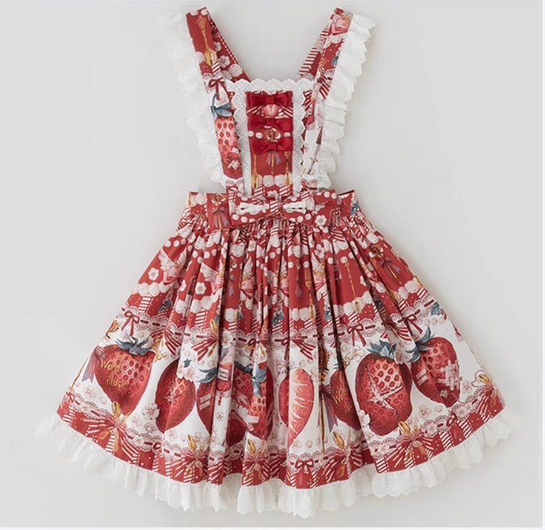 Sweet Strawberry Lolita Dress - Original Print JSK with Adjustable Straps