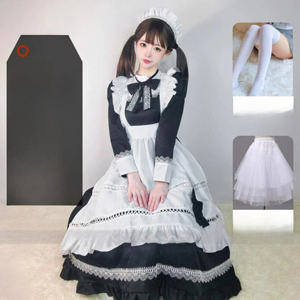S-5XL British Aristocratic Elegance Gothic Maid Long-sleeved Dress Sexy Lolita