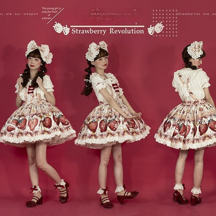 Sweet Strawberry Lolita Dress - Original Print JSK with Adjustable Straps