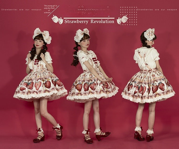 Sweet Strawberry Lolita Dress - Original Print JSK with Adjustable Straps