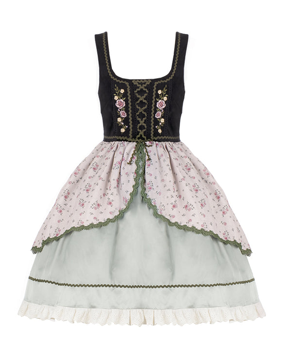 Embroidered Floral Print Pastoral CLA Bavarian Girl JSK Dress LO Spring Edition