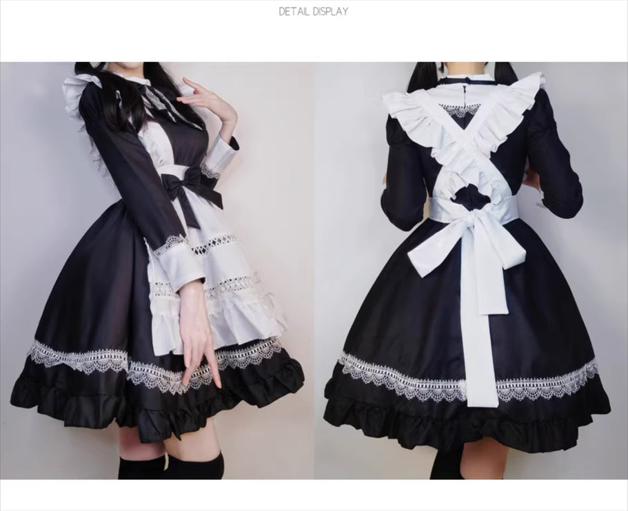 S-5XL British Aristocratic Elegance Gothic Maid Long-sleeved Dress Sexy Lolita