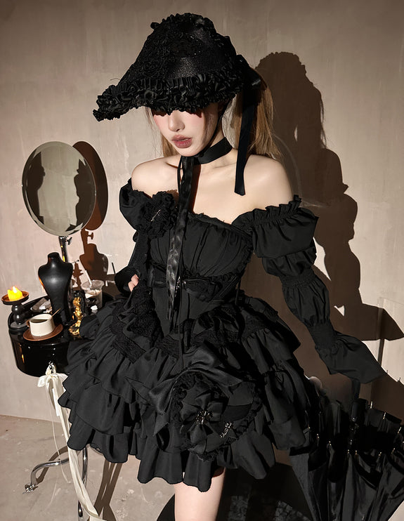 Black Idol Gothic Spirit Punk Style Lolita Dress