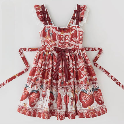 Sweet Strawberry Lolita Dress - Original Print JSK with Adjustable Straps
