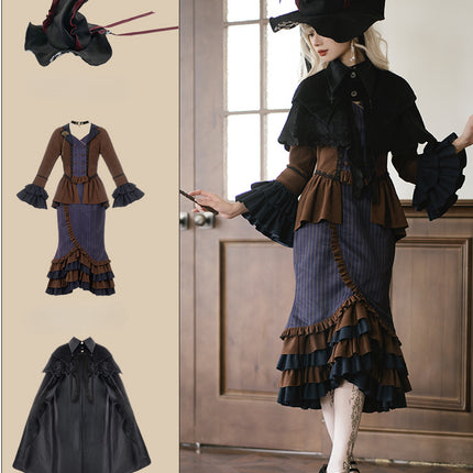 [Reverse Time Traveler] Original design steampunk print embroidery lolita fishtail set autumn/winter