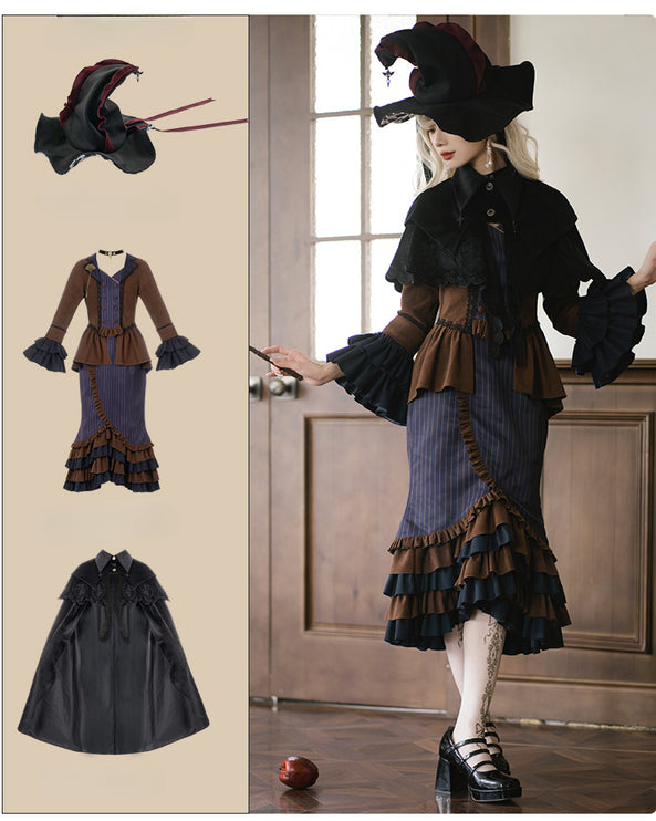 [Reverse Time Traveler] Original design steampunk print embroidery lolita fishtail set autumn/winter