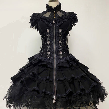 Summer of Roses JSK Gothic Dark Punk Black Lolita Dress