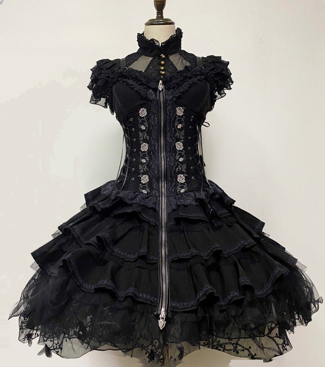 Summer of Roses JSK Gothic Dark Punk Black Lolita Dress