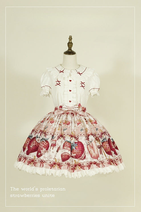 Sweet Strawberry Lolita Dress - Original Print JSK with Adjustable Straps