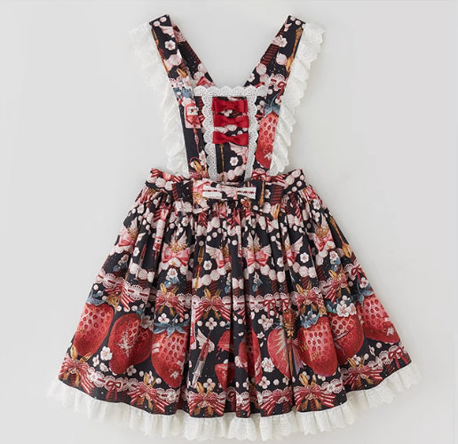 Sweet Strawberry Lolita Dress - Original Print JSK with Adjustable Straps