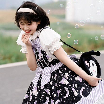 Sanrio Super Cute Sweet JSK Lolita Dress with Striped Trim & Bow