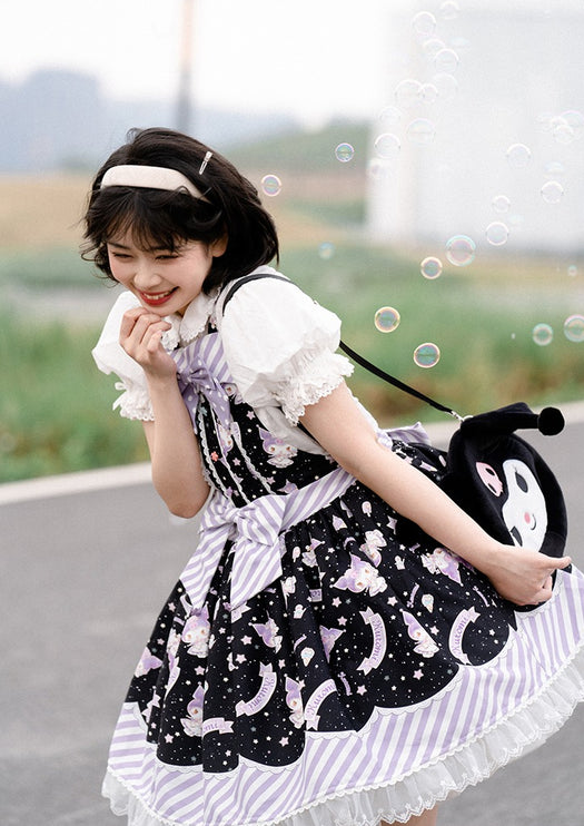 Sanrio Super Cute Sweet JSK Lolita Dress with Striped Trim & Bow