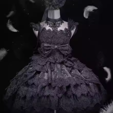 Elegant Lace Lolita JSK Dress with Floral Embroidery