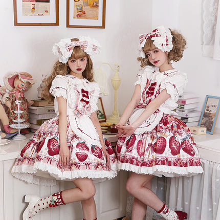 Sweet Strawberry Lolita Dress - Original Print JSK with Adjustable Straps