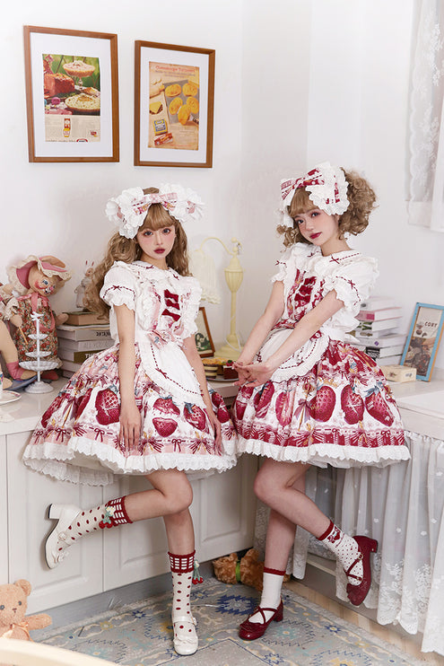 Sweet Strawberry Lolita Dress - Original Print JSK with Adjustable Straps