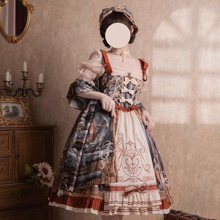 Original Lolita Dress "Constantine OP" Oil Painting Pattern, Classic Retro Lolita Dress