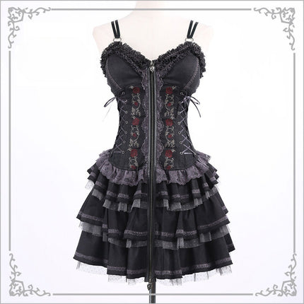 Summer of Roses JSK Gothic Dark Punk Black Lolita Dress