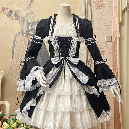 [Multi-Colors-Available] Lace Garden Vintage Set-in Sleeve Cassical Lolita OP Dress