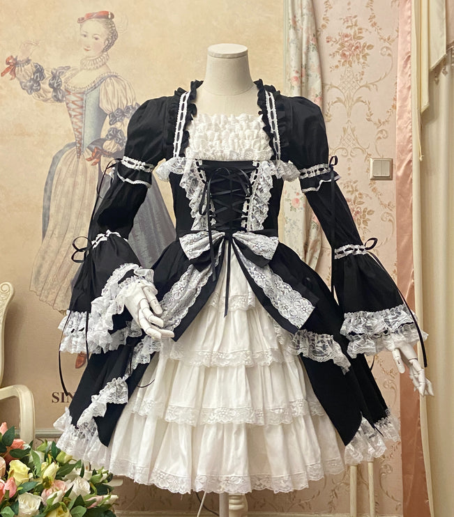 [Multi-Colors-Available] Lace Garden Vintage Set-in Sleeve Cassical Lolita OP Dress