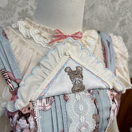 Enchanting Pastel Green Animal Illustration Lolita Jumper Skirt (JSK) Dress