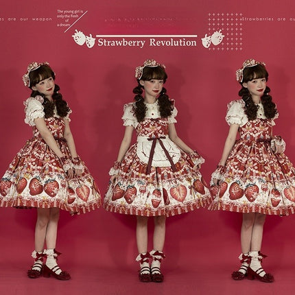 Sweet Strawberry Lolita Dress - Original Print JSK with Adjustable Straps