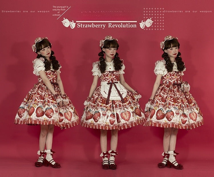 Sweet Strawberry Lolita Dress - Original Print JSK with Adjustable Straps