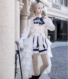 Gothic Prince Lolita Set - Medieval European Style Aristocratic Jacket and Tiered Skirt Outfit