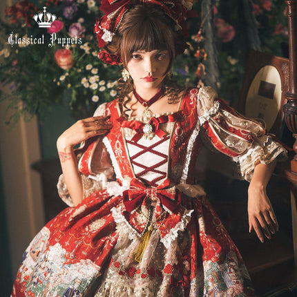 🌸Collector's Edition🌸Enchanted Snow White Print Apron OP Classical Doll Lolita Dress