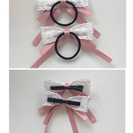 Cute Twin Ponytail Hair Accessory Butterfly Bow Streamer Hair Clips Lolita Sweet Girl Hair Ties