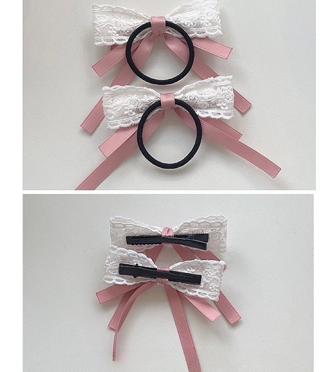 Cute Twin Ponytail Hair Accessory Butterfly Bow Streamer Hair Clips Lolita Sweet Girl Hair Ties