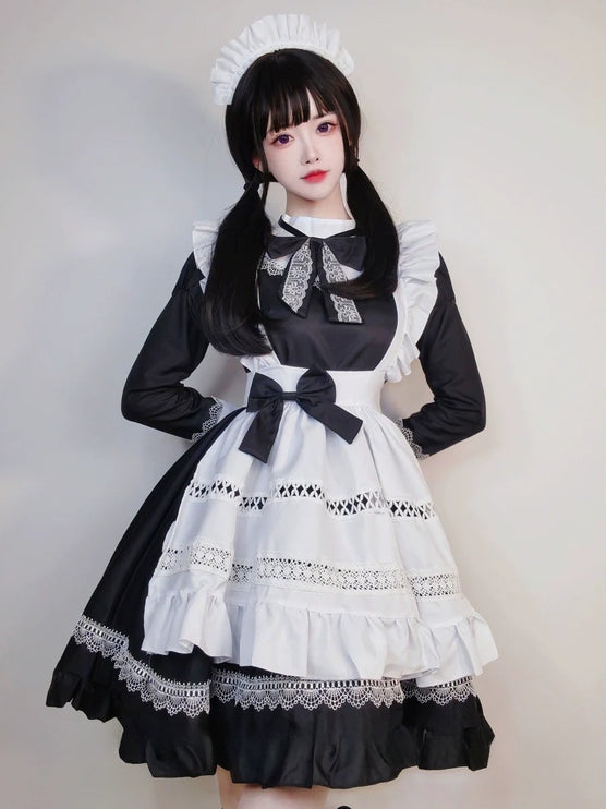 S-5XL British Aristocratic Elegance Gothic Maid Long-sleeved Dress Sexy Lolita