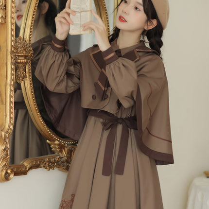 French Retro Lolita JK Dress Vintage Dress Cloak Suit