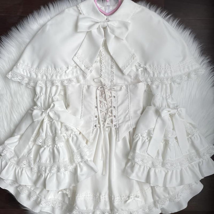 Regal Doll Lolita Set - Vintage-Inspired Cape and Corset Dress Ensemble