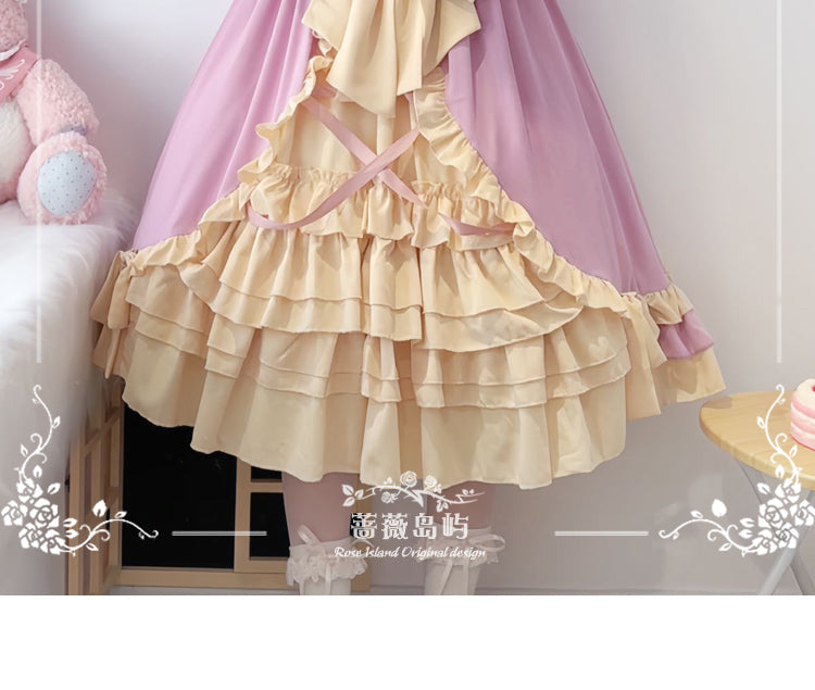 Sweet Lolita Princess Dress OP - Vintage Inspired Long Sleeve Layered Ruffle Dress