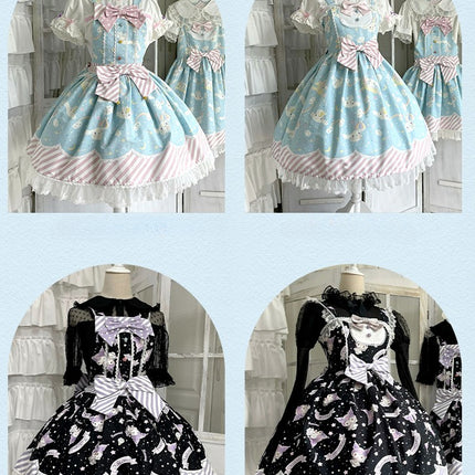 Sanrio Super Cute Sweet JSK Lolita Dress with Striped Trim & Bow