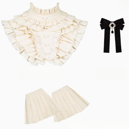 Black & Cream Whimsical Lolita Dress – Multi-Tiered Lace Skirt