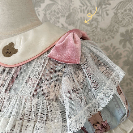Enchanting Pastel Green Animal Illustration Lolita Jumper Skirt (JSK) Dress