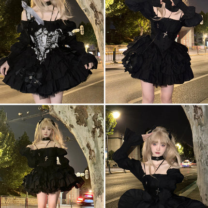 Black Idol Gothic Spirit Punk Style Lolita Dress