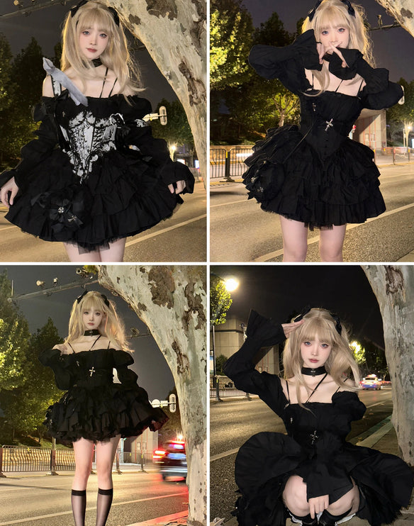 Black Idol Gothic Spirit Punk Style Lolita Dress