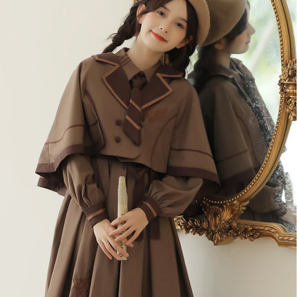 French Retro Lolita JK Dress Vintage Dress Cloak Suit