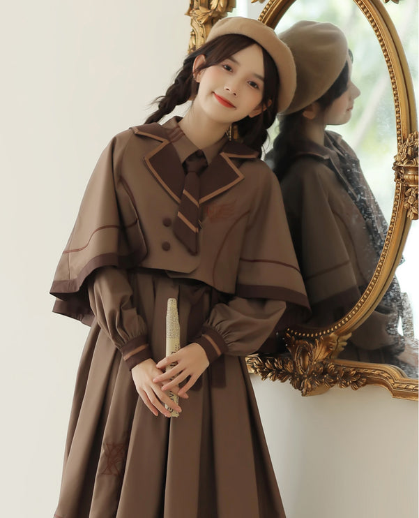 French Retro Lolita JK Dress Vintage Dress Cloak Suit