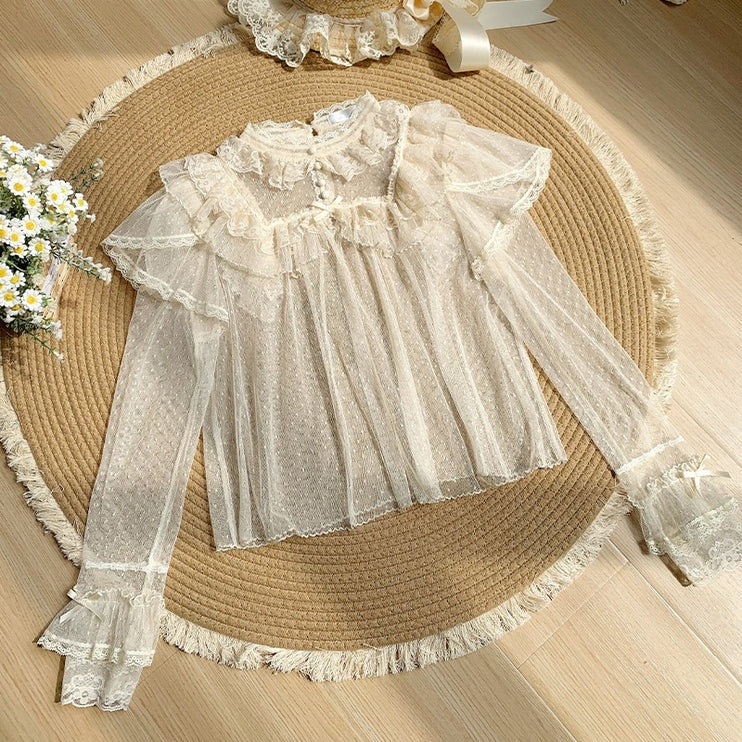 Vintage Pastoral Embroidery Tiered JSK - Four Seasons Garden Charm