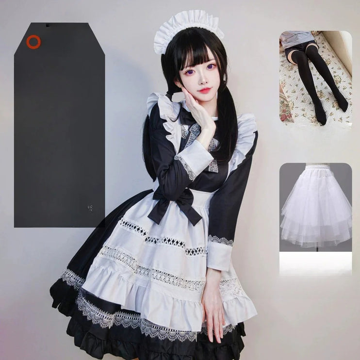 S-5XL British Aristocratic Elegance Gothic Maid Long-sleeved Dress Sexy Lolita